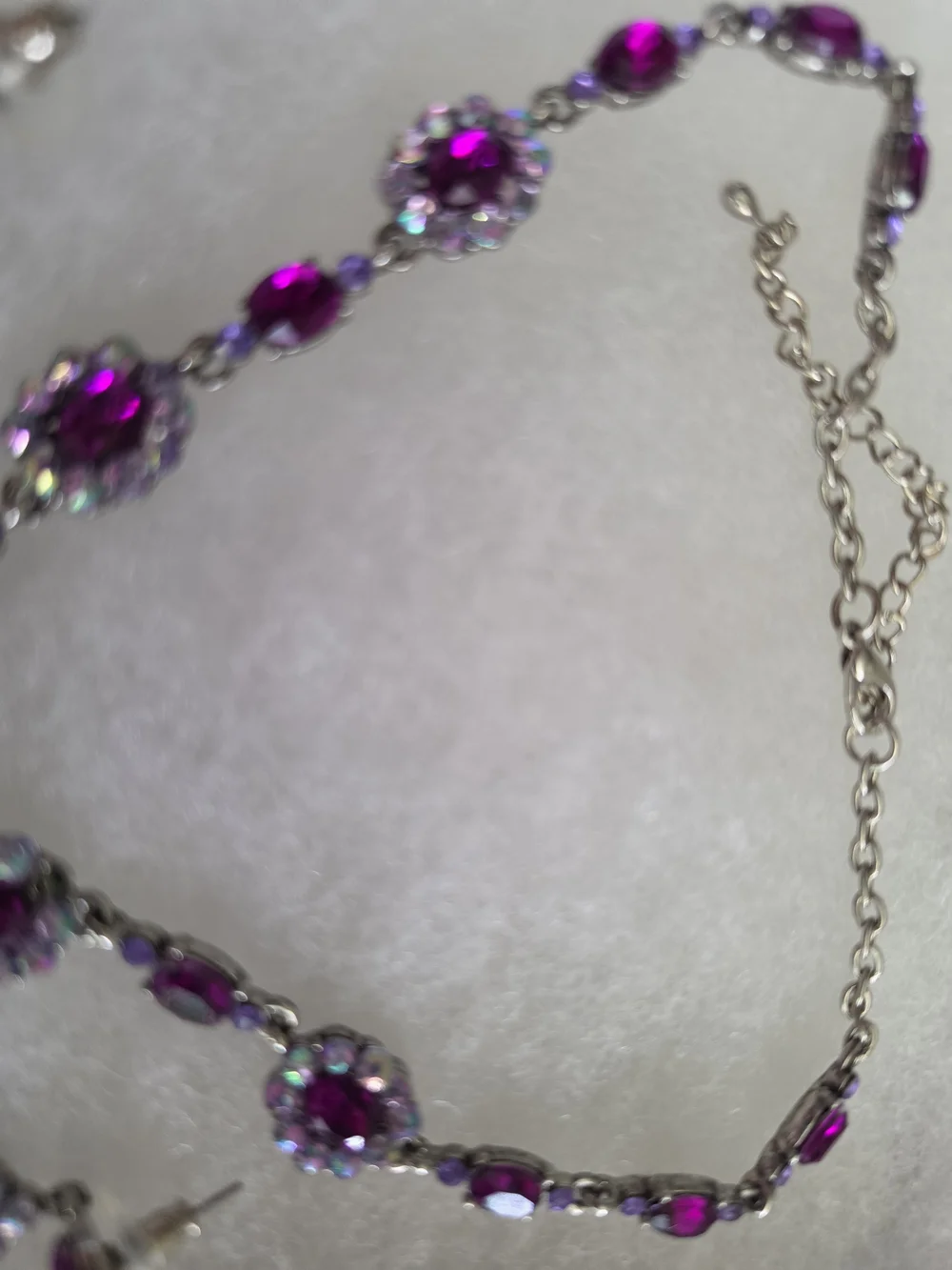 Purple Crystal Chandelier Necklace & Earring Set